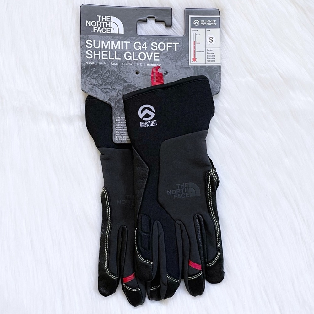 The North Face Black and Red Summit G4 Soft Shell Gloves